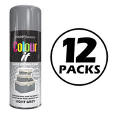 12X Paint Factory Light Grey Gloss Spray Paint 400ml Spray Paint